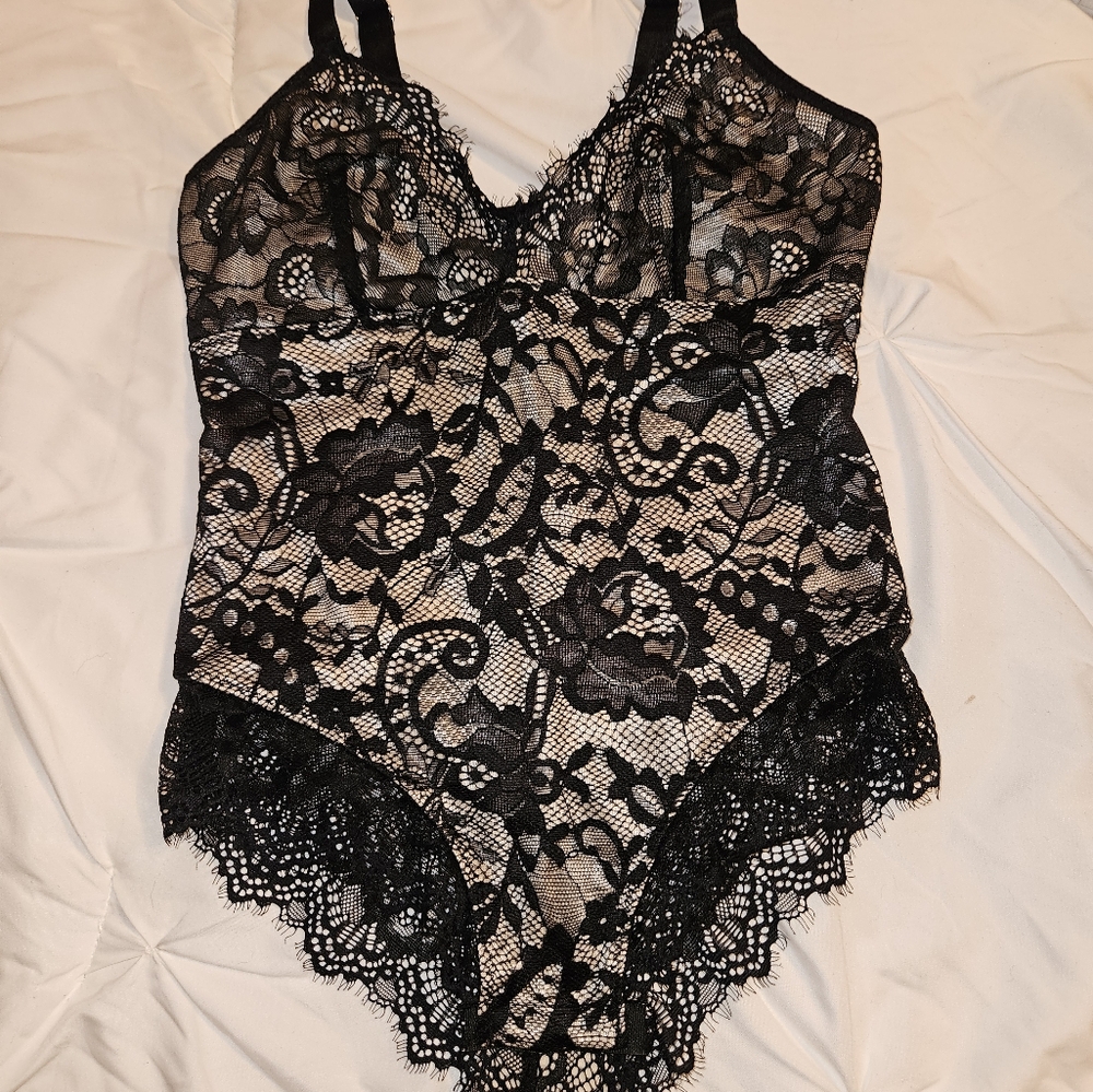 Black Lace Bodysuit; NEVER USED (Original Package)